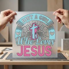 Just Girl Who Loves Christian Faith Ready to Press DTF Transfer for Dtf