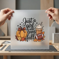 Just Girl Who Loves Fall Autumn Ready to Press DTF Transfer for Dtf
