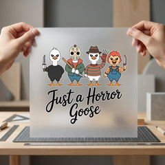 Just Horror Goose Cartoon Halloween Funny Ready to Press DTF Transfer for Dtf