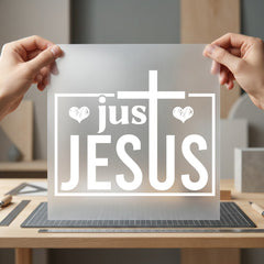 Just Jesus Black Cross Christian Faith Ready to Press DTF Transfer for Dtf