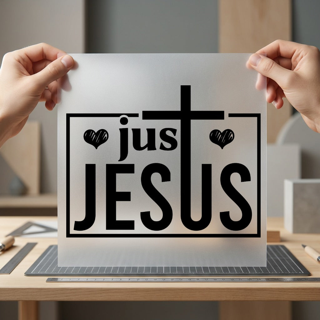 Just Jesus Black Cross Christian Faith Ready to Press DTF Transfer for Dtf
