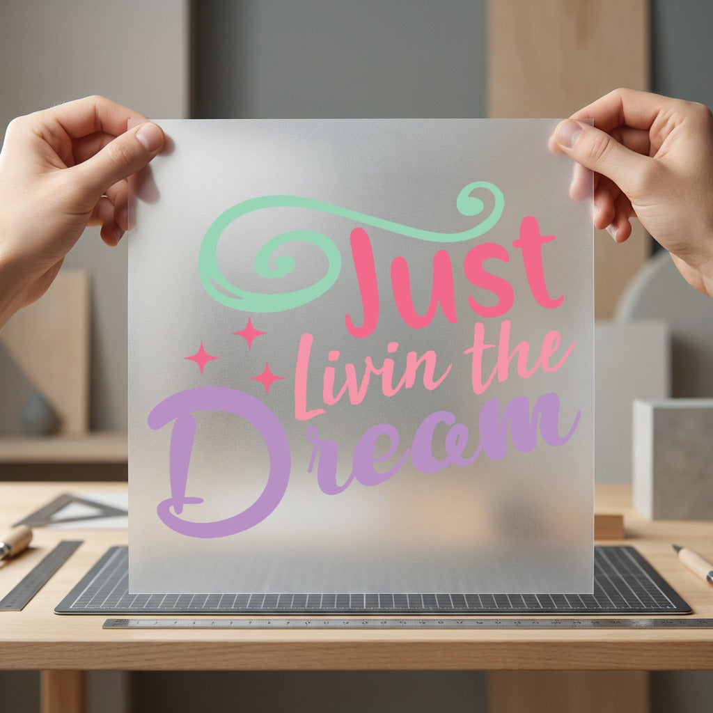 Just Livin Dream Motivational Positive Vibes Collection Good Vibes Collection Ready to Press DTF Transfer for Dtf