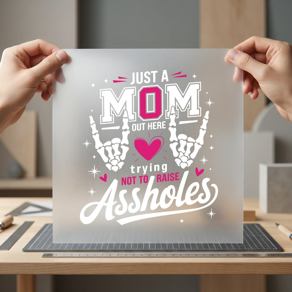Just Mom Funny Skeleton Mom Funny Ready to Press DTF Transfer for Dtf