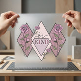 Kind Floral Diamond Retro Vintage Retro Ready to Press DTF Transfer for Dtf