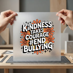 Kindness Takes Courage Anti-bully Teacher Retro Ready to Press DTF Transfer for Dtf