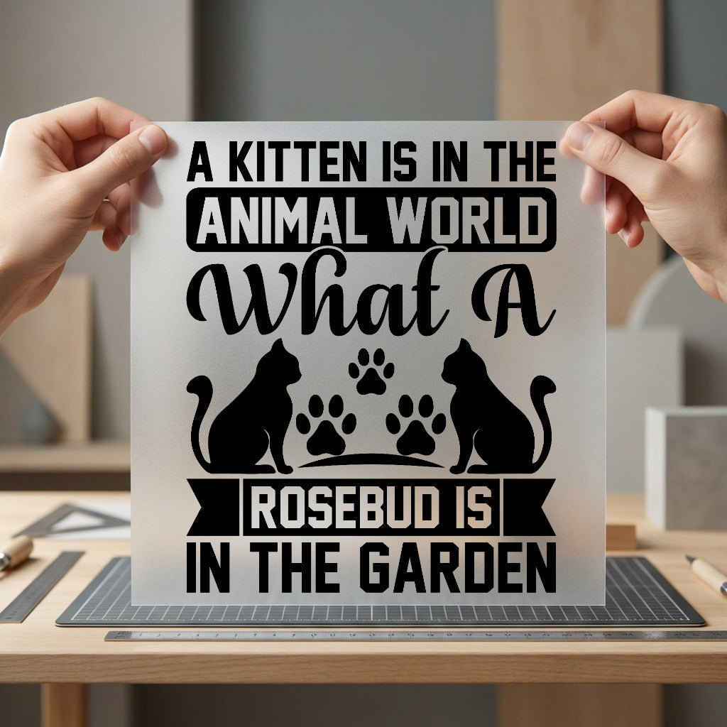 Kitten Rosebud Quote Pet Mom Dad Ready to Press DTF Transfer for Dtf