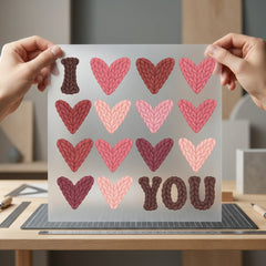 Knitted Hearts Love You Valentine Ready to Press DTF Transfer for Dtf