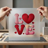 Knitted Love Text Valentine Valentine Ready to Press DTF Transfer for Dtf