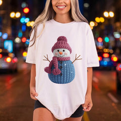 Knitted Snowman Winter Holiday Christmas Winter Ready to Press DTF Transfer for Dtf