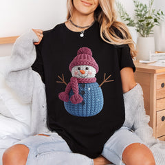 Knitted Snowman Winter Holiday Christmas Winter Ready to Press DTF Transfer for Dtf