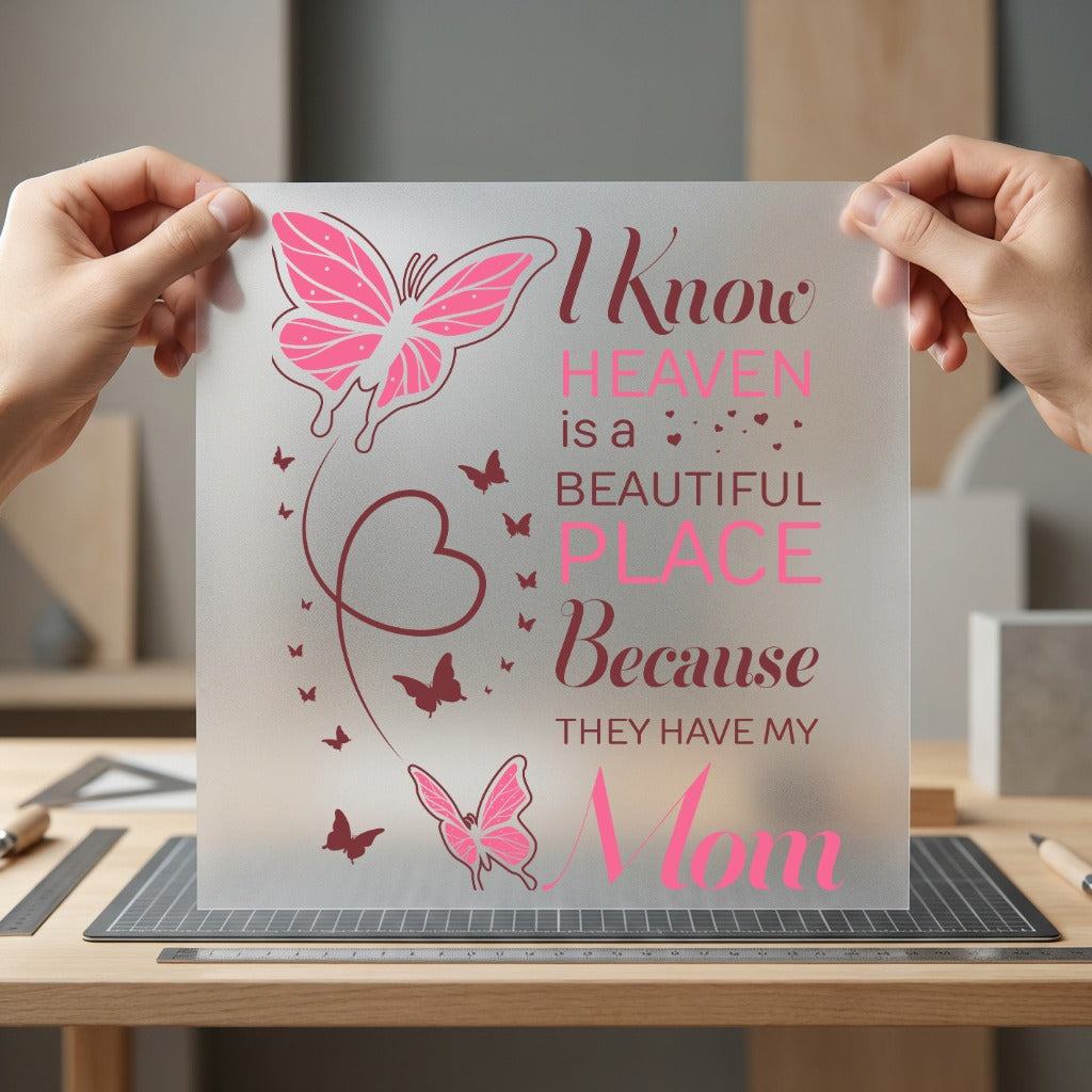 Know Heaven Has Mom Mom Butterfly Ready to Press DTF Transfer for Dtf