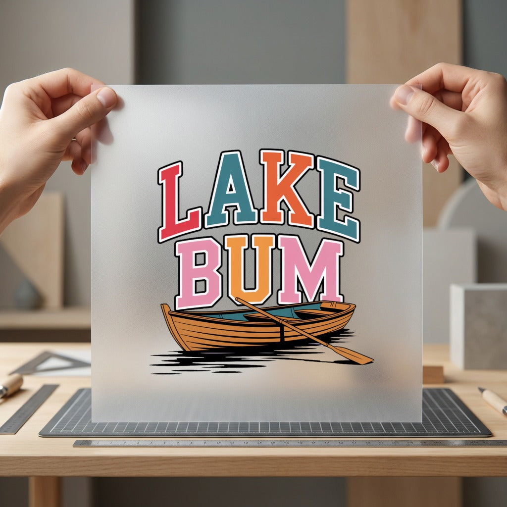 Lake Bum Boat Retro Summer Vintage Ready to Press DTF Transfer for Dtf