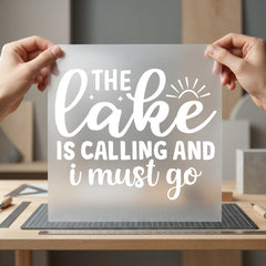 Lake Calling Scenic Calligraphy Fishing Camping Ready to Press DTF Transfer for Dtf