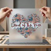 Land Free Heart Patriotic 4th Of July Usa Ready to Press DTF Transfer for Dtf