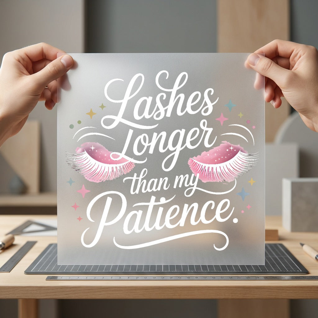 Lashes Longer Than Patience Funny Sarcastic Ready to Press DTF Transfer for Dtf