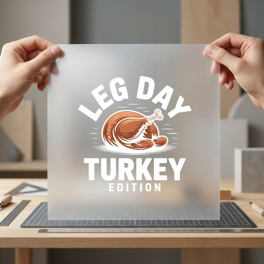 Leg Day Turkey Edition Thanksgiving Funny Ready to Press DTF Transfer for Dtf