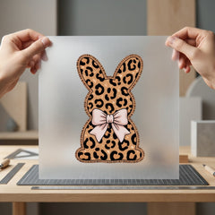 Leopard Bunny Bow Diy Easter Boho Ready to Press DTF Transfer for Dtf