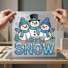 Let Snow Snowmen Winter Christmas Winter Ready to Press DTF Transfer for Dtf