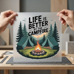 Life Better Campfire Retro Vintage Retro Ready to Press DTF Transfer for Dtf