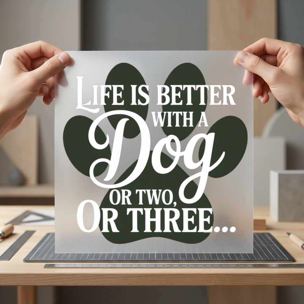 Life Better Dog Pet Mom Dad Ready to Press DTF Transfer for Dtf