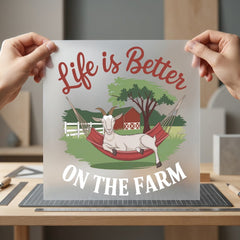 Life Better Farm Goat Usa Funny Ready to Press DTF Transfer for Dtf