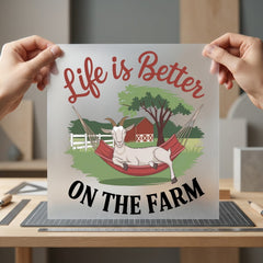 Life Better Farm Goat Usa Funny Ready to Press DTF Transfer for Dtf