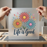 Life Good Daisy Flowers Retro Floral Ready to Press DTF Transfer for Dtf