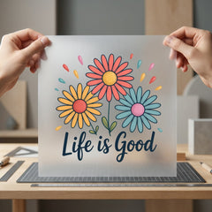 Life Good Daisy Flowers Retro Floral Ready to Press DTF Transfer for Dtf