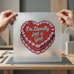 Literally Just Girl Heart Valentine Retro Ready to Press DTF Transfer for Dtf