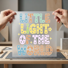 Little Light World Retro Christian Faith Ready to Press DTF Transfer for Dtf