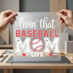 Living Baseball Mom Life Mom Funny Ready to Press DTF Transfer for Dtf