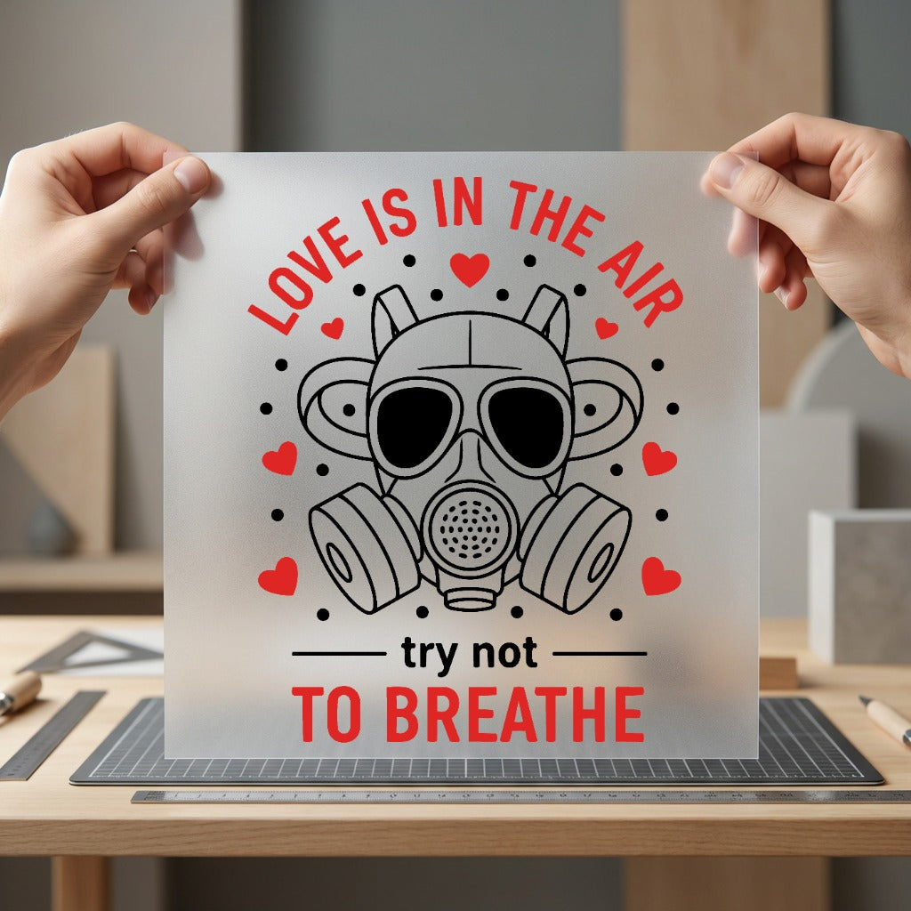 Love Air Gas Mask Valentine Funny Ready to Press DTF Transfer for Dtf