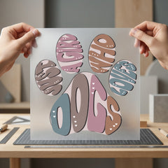 Love Dogs Paw Retro Mom Dad Ready to Press DTF Transfer for Dtf