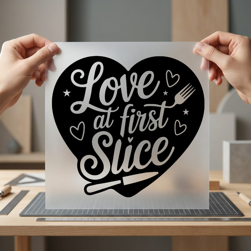 Love First Slice Foodie Valentine Funny Ready to Press DTF Transfer for Dtf
