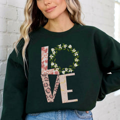 LOVE Floral Leopard Print | Faith & Grace Sweatshirt - Luckets.com