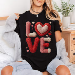 Love Knitted Text Valentine Valentine Ready to Press DTF Transfer for Dtf