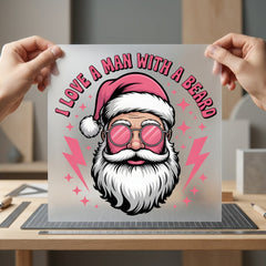 Love Man Beard Retro Christmas Retro Ready to Press DTF Transfer for Dtf