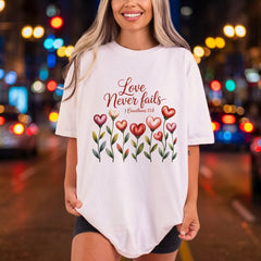 Love Never Fails Hearts Christian Faith Ready to Press DTF Transfer for Dtf