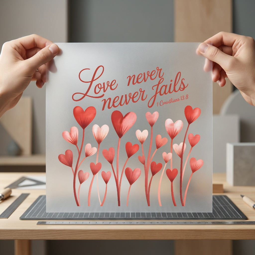 Love Never Fails Hearts Christian Faith Ready to Press DTF Transfer for Dtf