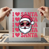Love Santa Star Glasses Christmas Retro Ready to Press DTF Transfer for Dtf