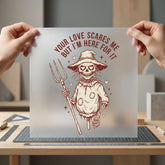 Love Scares Scarecrow Spooky Halloween Fall Ready to Press DTF Transfer for Dtf