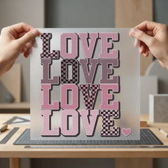 Love Stacked Checkered Retro Valentine Vintage Ready to Press DTF Transfer for Dtf