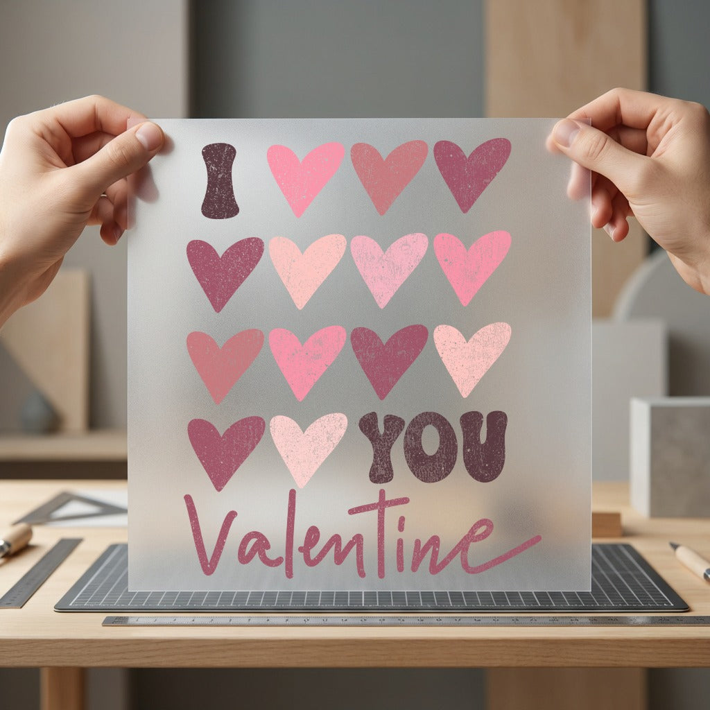 Love You Valentine Hearts Valentine Ready to Press DTF Transfer for Dtf