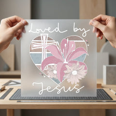 Loved Jesus Floral Heart Christian Faith Ready to Press DTF Transfer for Dtf