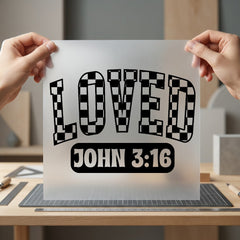 Loved John Checkerboard Diy Christian Faith Ready to Press DTF Transfer for Dtf