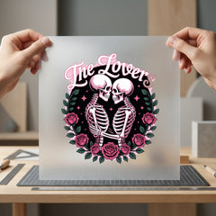 Lovers Skeleton Romantic Goth Halloween Valentine Ready to Press DTF Transfer for Dtf