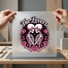 Lovers Skeletons Romantic Goth Halloween Valentine Ready to Press DTF Transfer for Dtf
