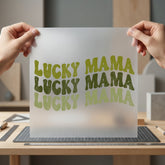 Lucky Mama Groovy Text Mom Vintage Ready to Press DTF Transfer for Dtf
