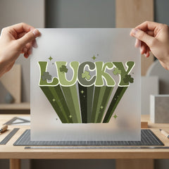 Lucky Retro Green Patrick Vintage Retro Ready to Press DTF Transfer for Dtf