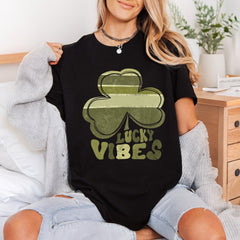 Lucky Vibes Shamrock Patrick Vintage Retro Ready to Press DTF Transfer for Dtf